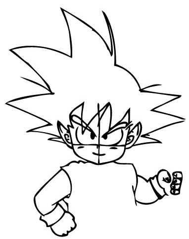 382x481 how to draw son goku as a child from dragon ball z with drawing - Son Goku Drawing