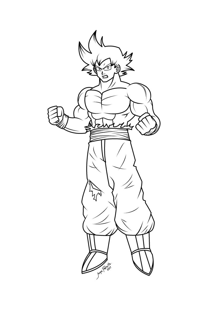 848x1200 Jorge Peralta On Twitter My First - Son Goku Drawing