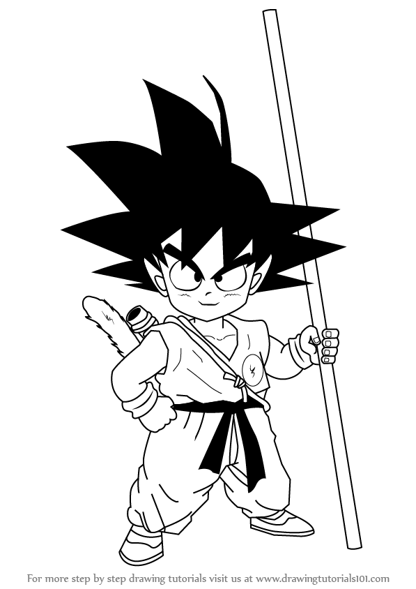 597x844 learn how to draw son goku from dragon ball z - Son Goku Drawing