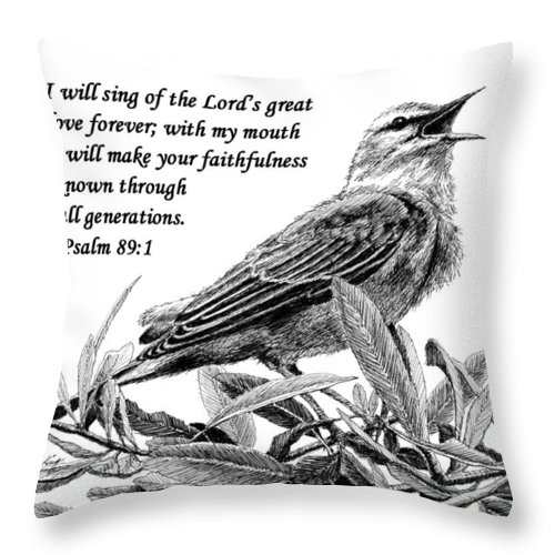 500x500 songbird drawing with scripture throw pillow for sale - Songbird Drawing