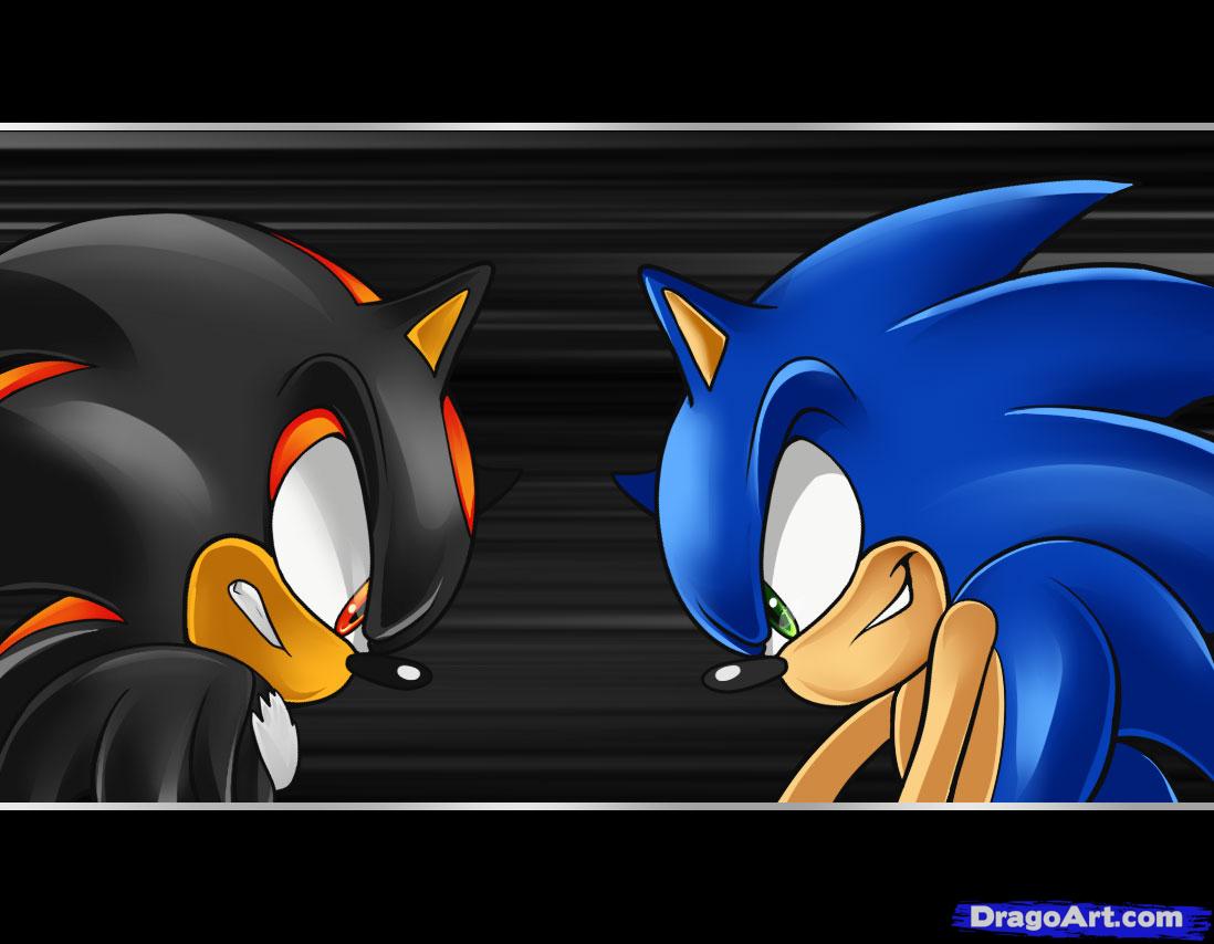 1098x854 How To Draw Shadow And Sonic, Step - Sonic And Shadow Drawings
