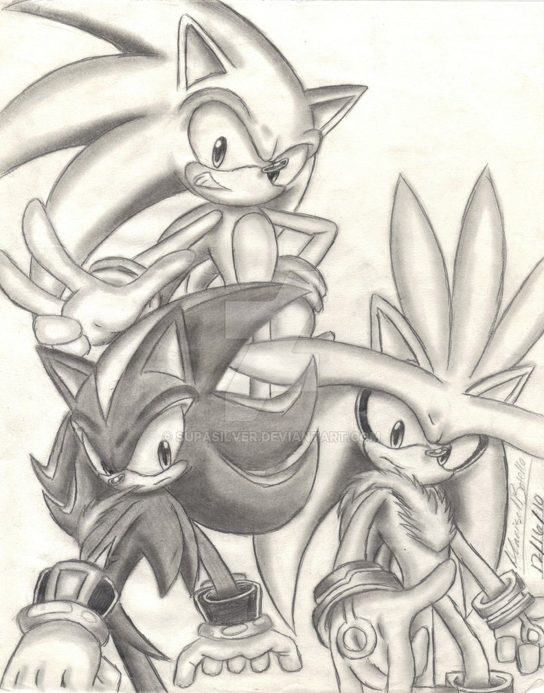 792x1009 Sonic, Silver, And Shadow Sketch - Sonic And Shadow Drawings