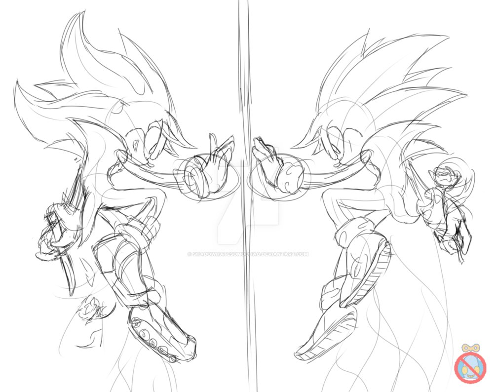 1005x794 Sonic And Shadow Sketch - Sonic And Shadow Drawings
