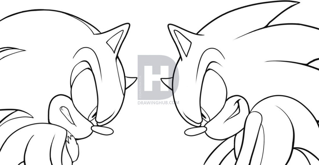 1080x560 How To Draw Shadow And Sonic, Step - Sonic Drawing