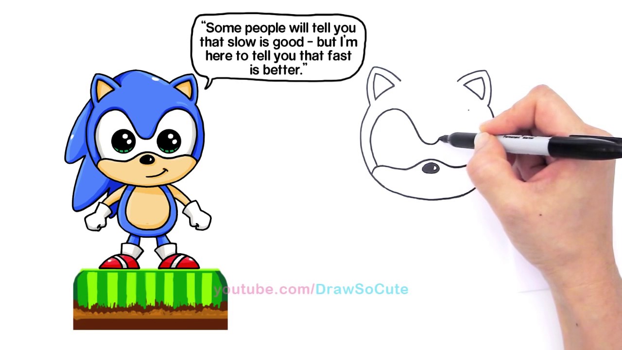 1280x720 How To Draw Sonic The Hedgehog Cute Step - Sonic Drawing Easy