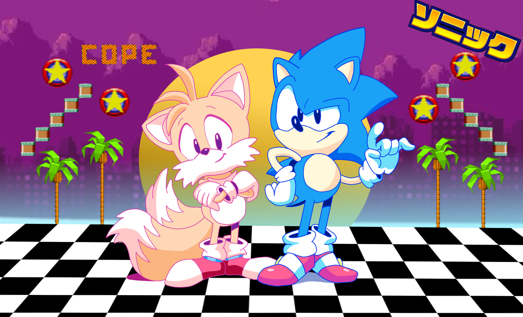 2048x1241 Sonic Vaporwave Drawing I Did Sonicthehedgehog - Sonic Games Drawing