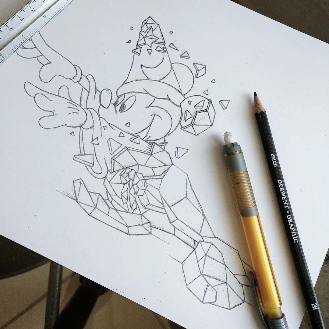 1080x1080 Geometric Sorcerer Mickey On Behance - Sorcerer Mickey Drawing