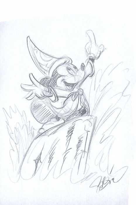 465x700 Original Sketch - Sorcerer Mickey Drawing