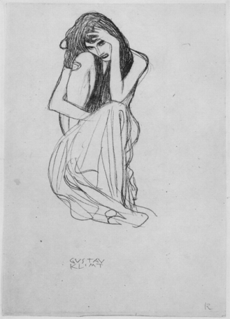 333x462 Study For The Figure Gnawing Sorrow In The Beethoven Frieze - Sorrow Drawings