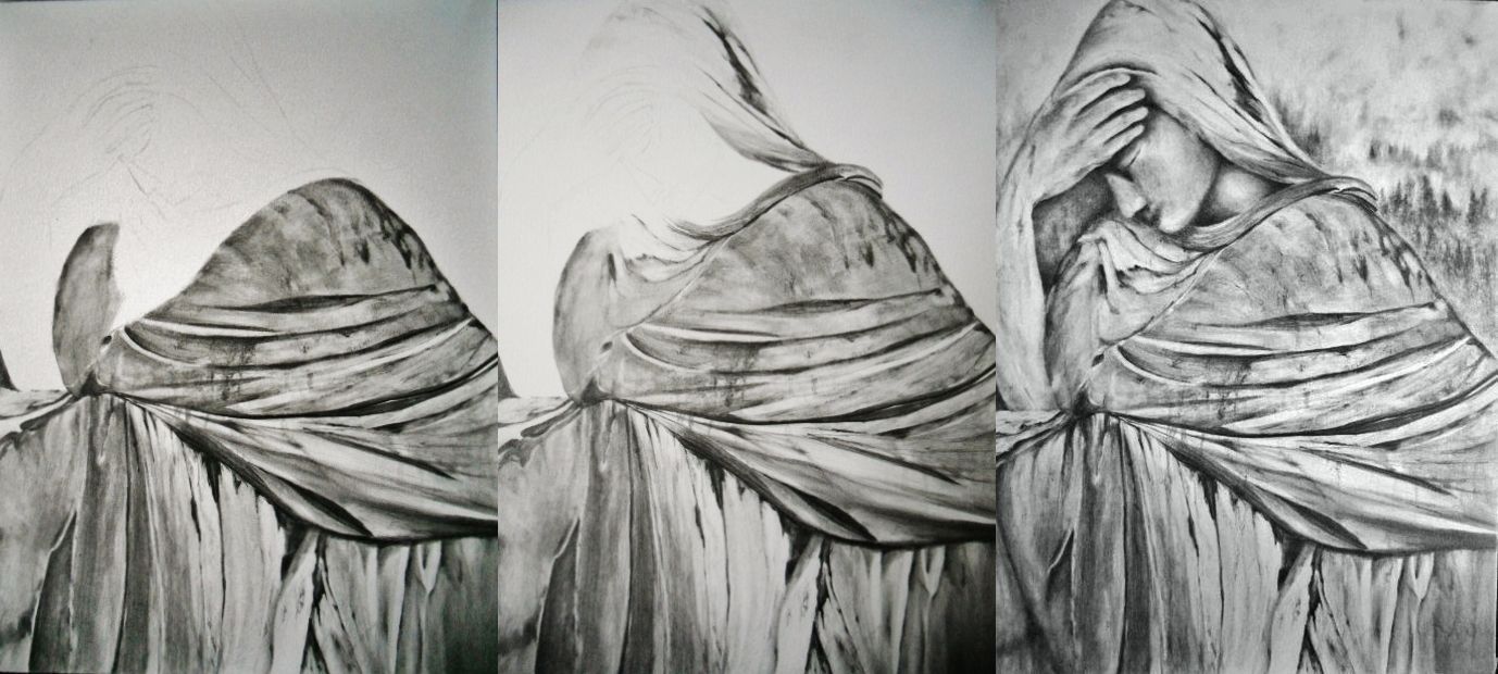 1378x620 thursday's drawing, sorrow a compilation of the process oil - Sorrow Drawings