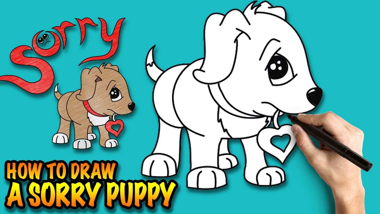 1280x720 how to draw a cute puppy saying sorry - Sorry Drawing