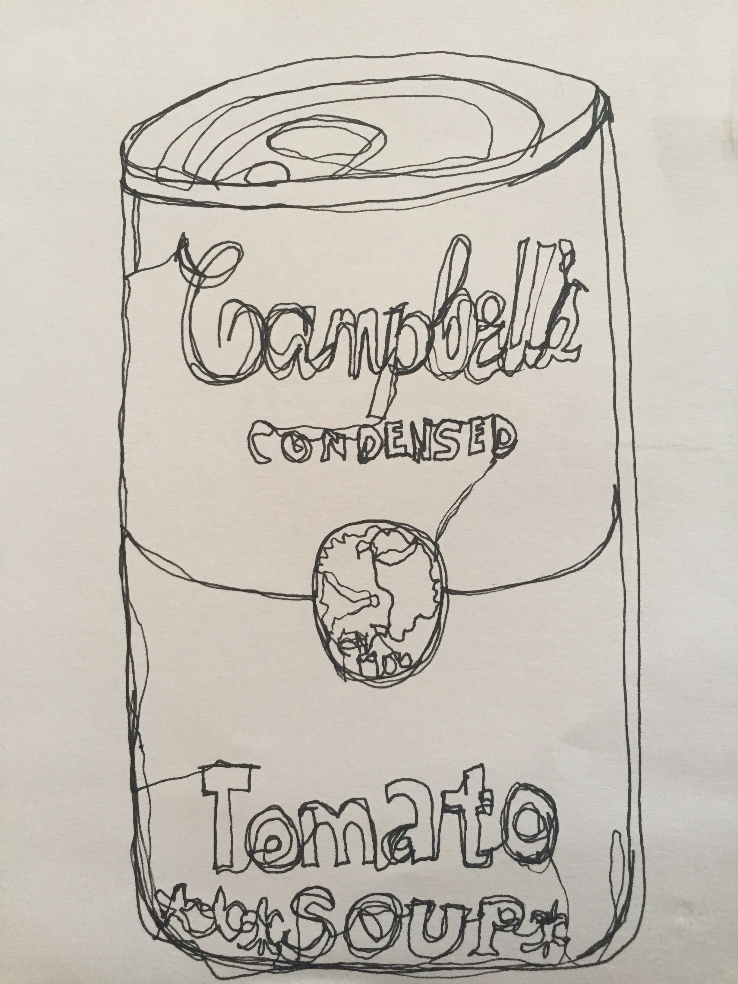 2448x3264 continuous line soup can drawing pop art in pop art - Soup Can Drawing