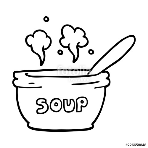 500x500 Line Drawing Cartoon Of Hot Soup Stock Image And Royalty Free - Soup Drawing