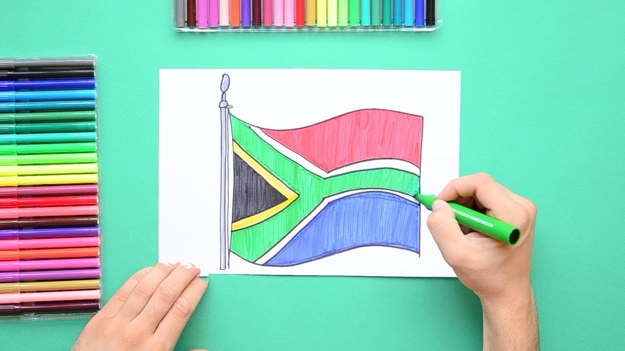 1280x720 how to draw the national flag of south africa - South Africa Drawing