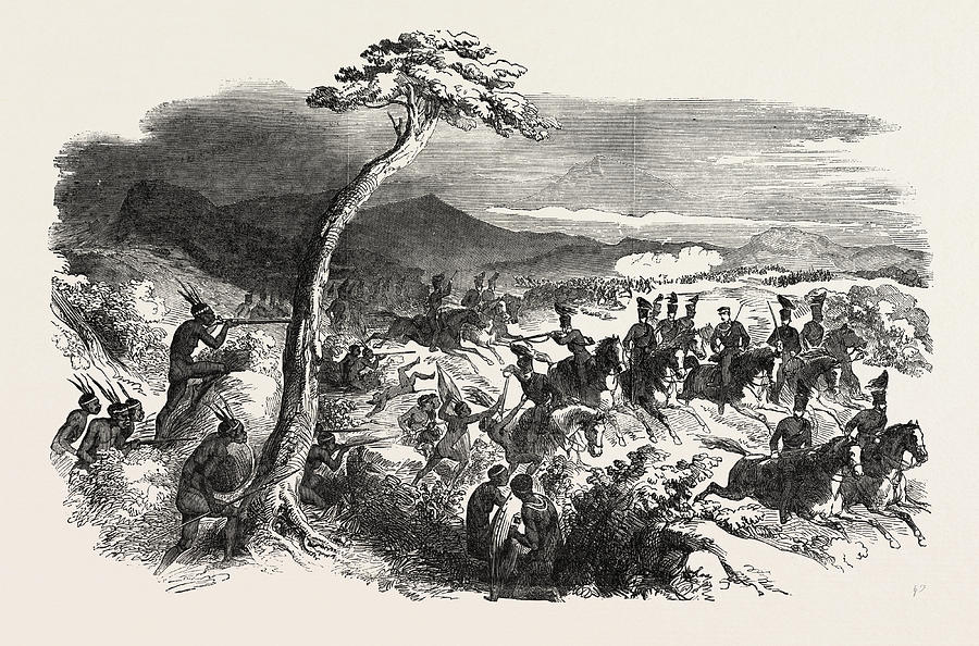 900x594 bush fighting in kaffraria, south africa drawing - South Africa Drawing
