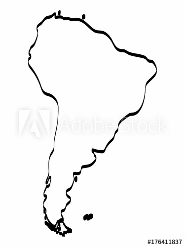 375x500 south america map outline graphic freehand drawing on white - South America Map Drawing