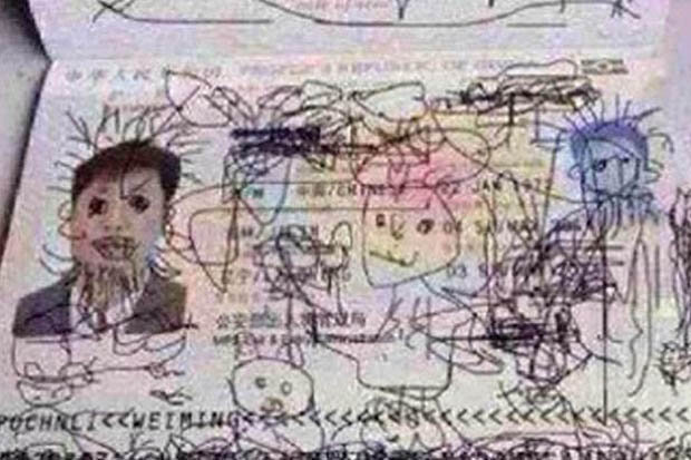 620x413 kid draws over dad's passport, dad now stuck in south korea - South Korea Drawing