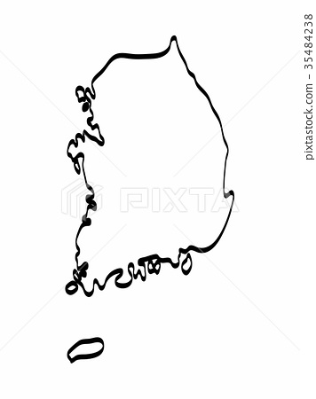 356x450 south korea map outline graphic freehand drawing - South Korea Drawing