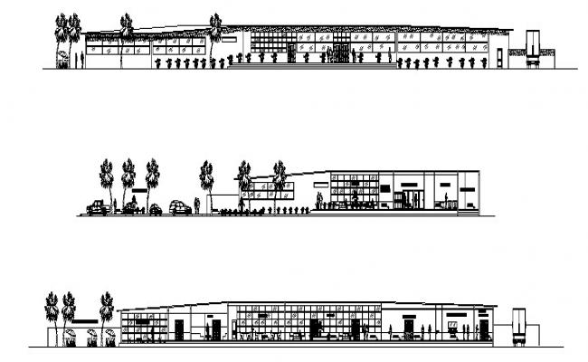 650x400 shopping mall with spa center elevation and section cad drawing - Spa Drawing