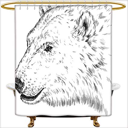 425x425 shower curtain spa polar bear profile engraved ink - Spa Drawing