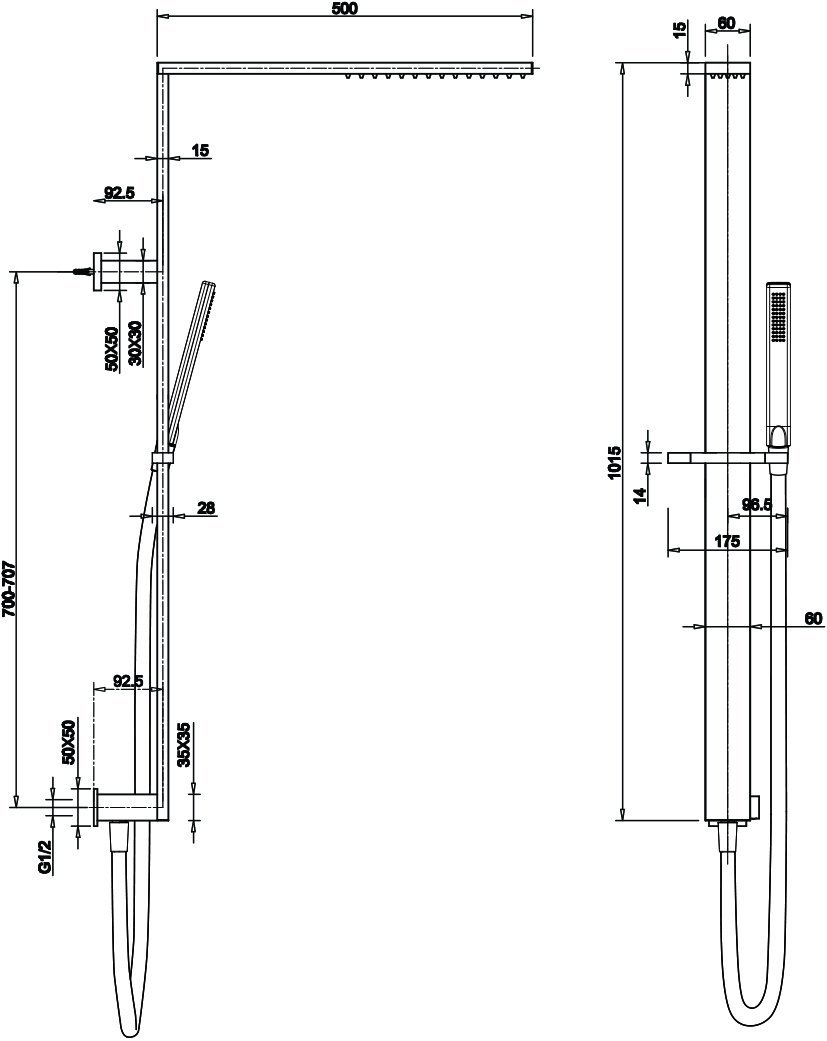 827x1041 aquas spa twin shower system shower system the bathroom biz - Spa Drawing