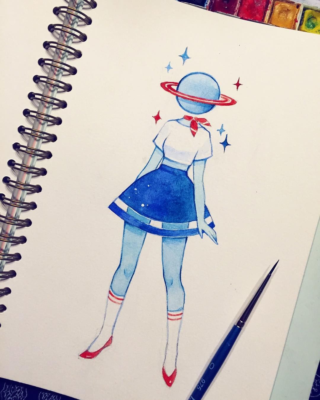 1080x1348 Space Girl With A Sailor - Space Aesthetic Drawing