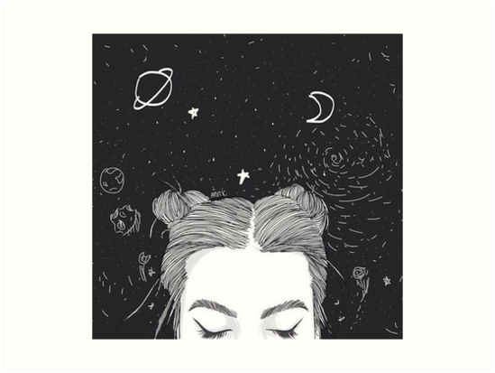549x413 Tumblr Girl Space Art Prints - Space Art Drawing