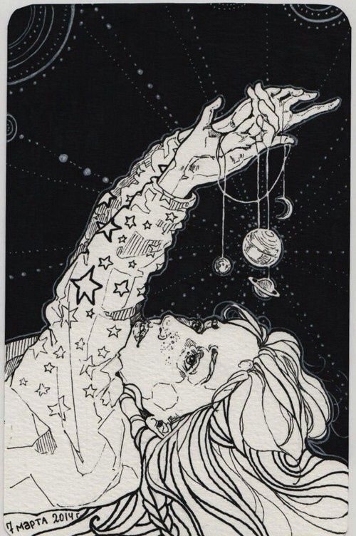 500x752 Beauty, Girl, Imaginacion, Planets, Space Art In Art - Space Art Drawing