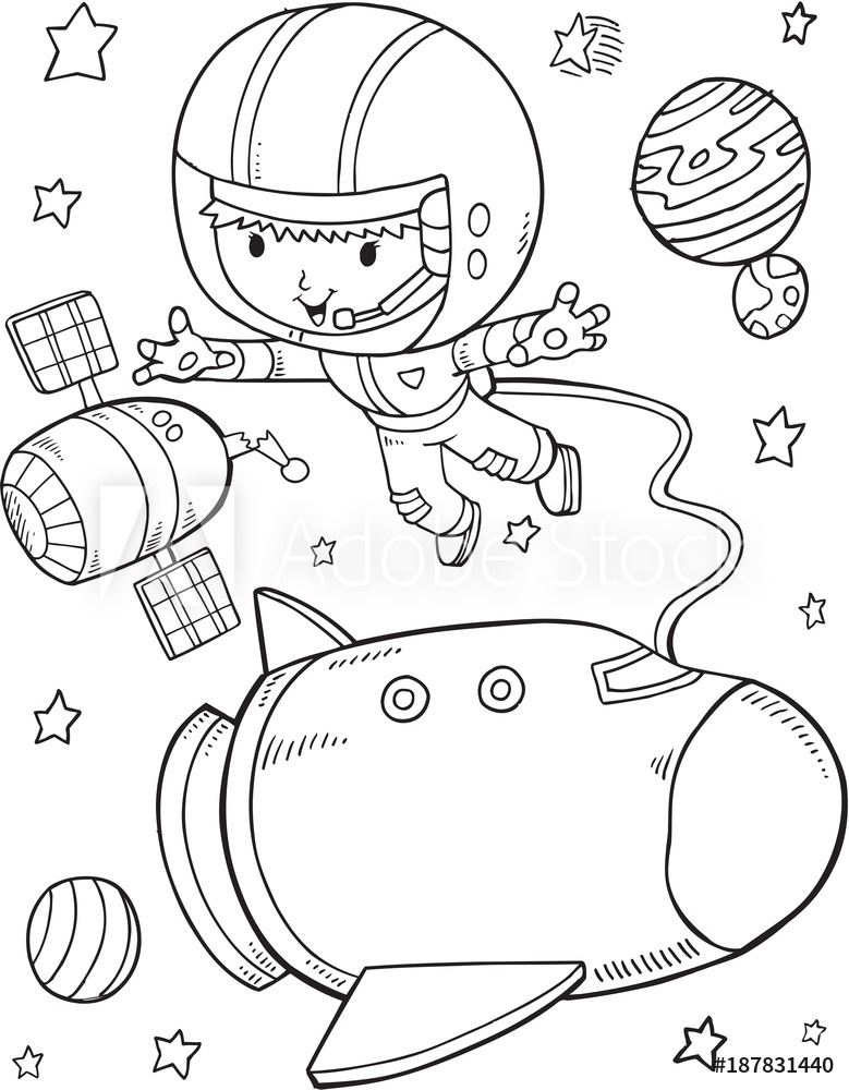 779x1000 photo stands outer space astronaut space shuttle vector - Space Cartoon Drawing