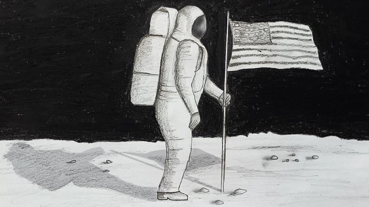 1280x720 How To Draw Scenery Of Space With Astronaut Step - Space Drawing