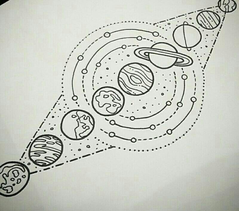 800x706 Solar System - Space Drawing