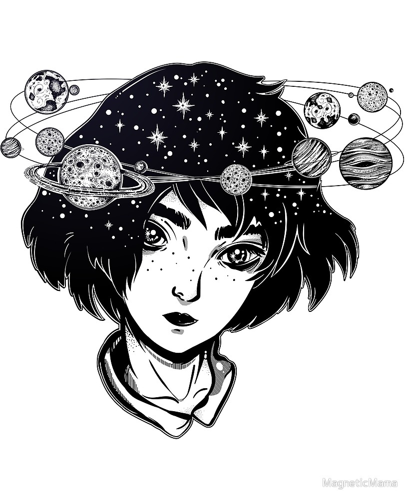 817x1000 Girl Drawing Space For Free Download - Space Drawing