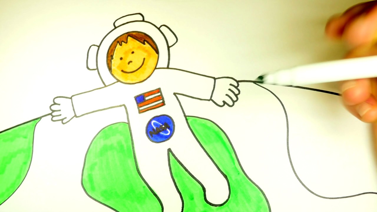 1280x720 How To Draw A Kid Astronaut In Space - Space Drawing For Kid