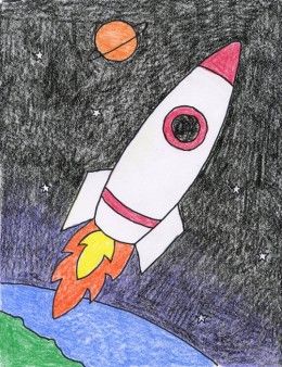 260x338 How To Draw A Rocket The Solar System Space Drawings, Drawings - Space Drawing For Kid