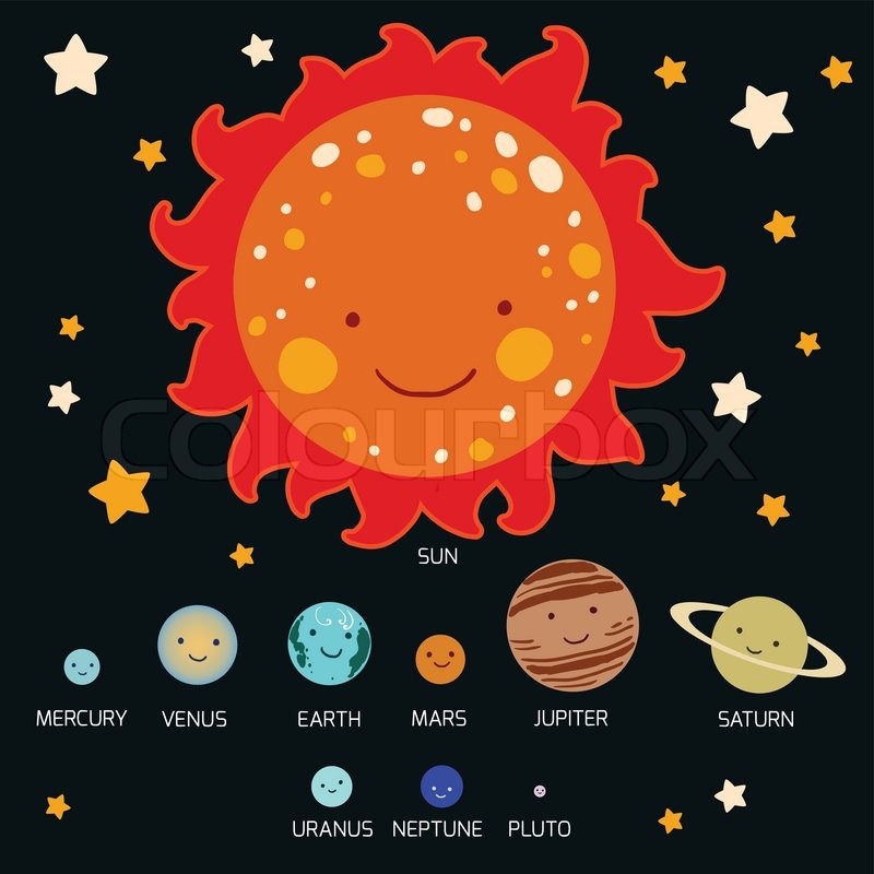 800x800 Kid's Style Drawing Solar System Stock Vector Colourbox - Space Drawing For Kid