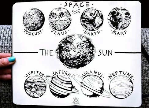 487x353 art, beautiful, drawings, grunge, space - Space Drawing Tumblr