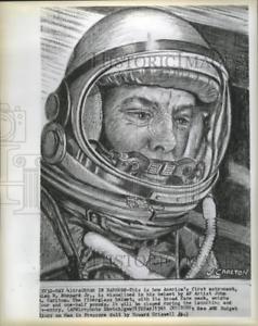 238x300 Press Photo Artist's Drawing Of Astronaut Ala B Shepard - Space Helmet Drawing