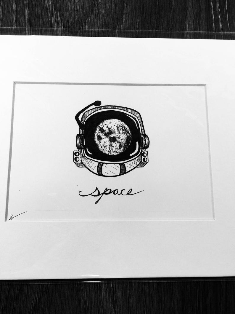794x1059 space helmet space art galexy art creative artwork art etsy - Space Helmet Drawing