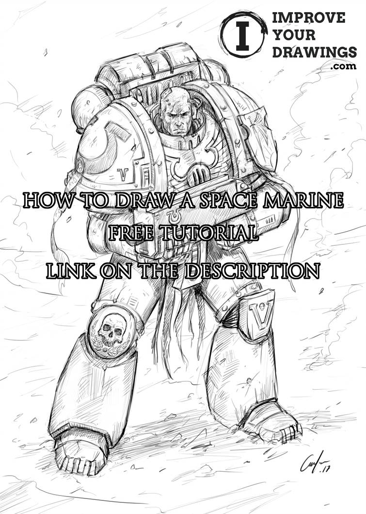 755x1058 how to draw a space marine tutorial - Space Marine Drawing