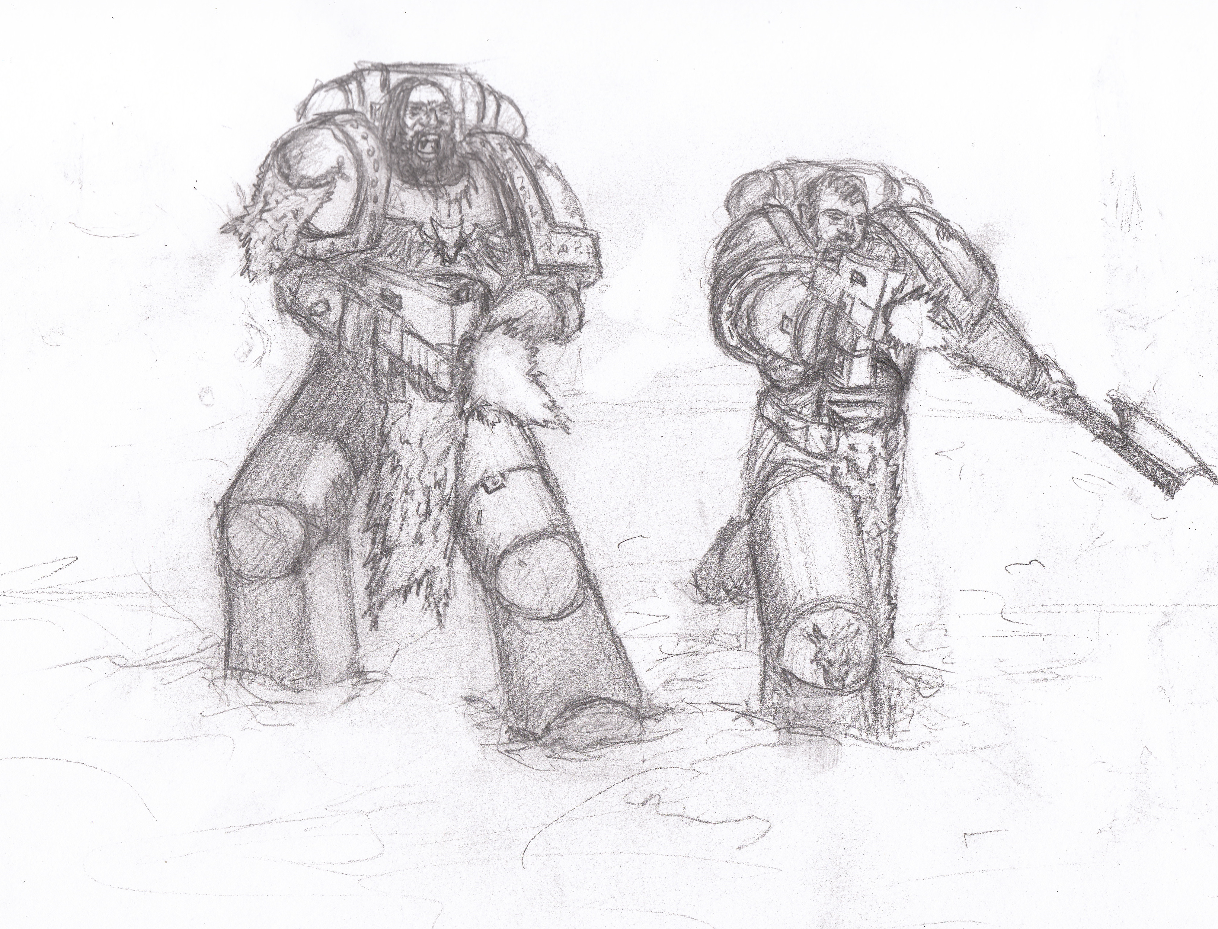4035x3076 space marine art from high school - Space Marine Drawing