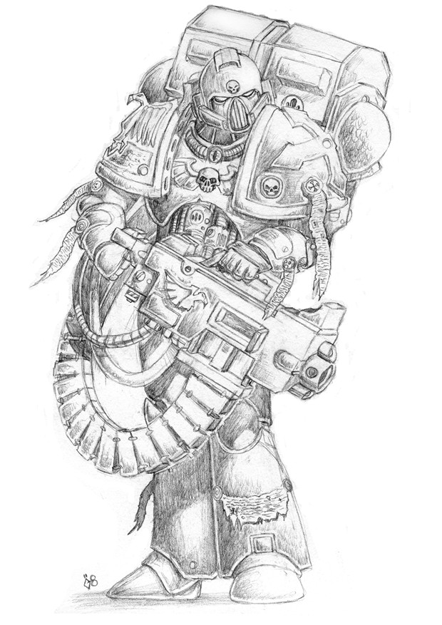 620x877 drawing space space marine for free download - Space Marine Drawing