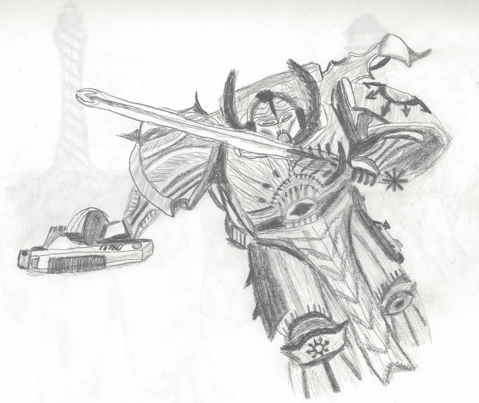 975x820 chaos space marine drawing - Space Marine Drawing