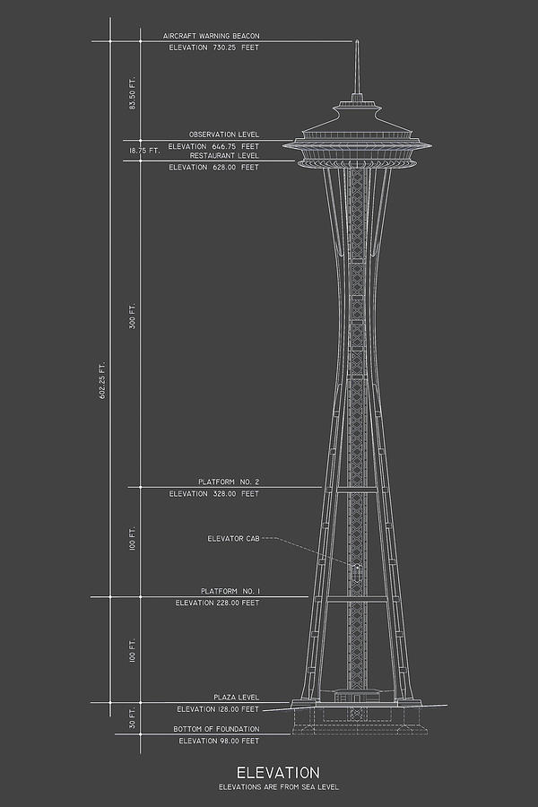 600x900 Space Needle - Space Needle Drawing