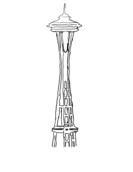 464x600 Space Needle Drawing - Space Needle Drawing