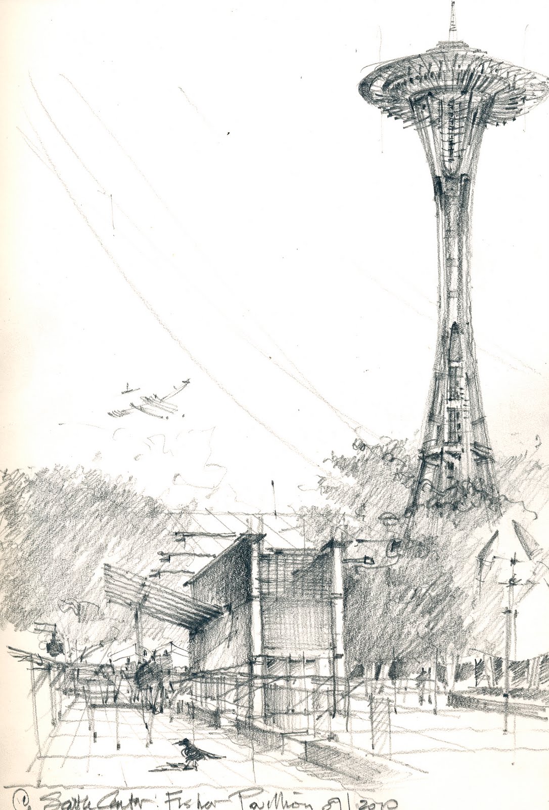 1086x1600 urban sketchers seattle space needle - Space Needle Drawing