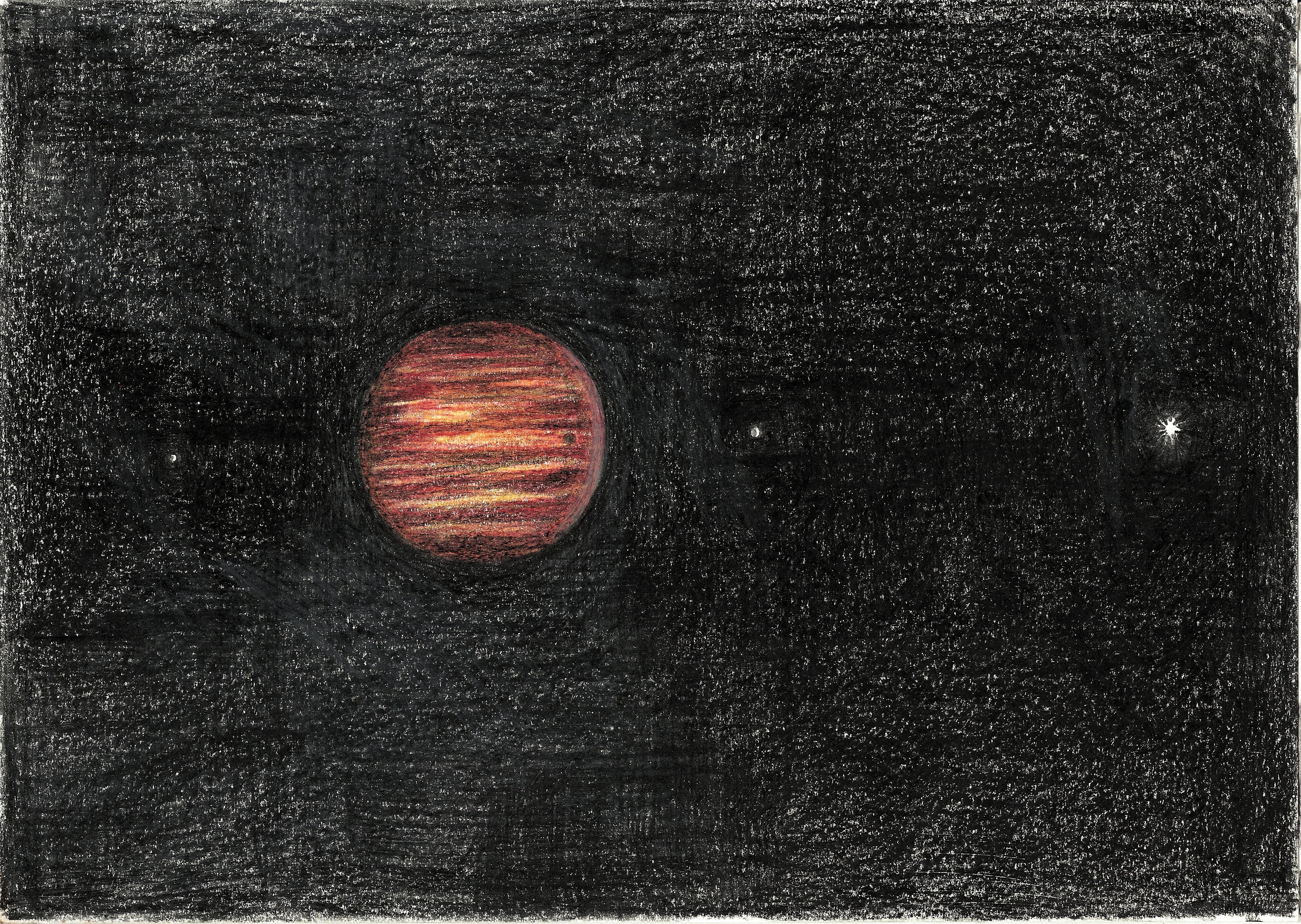 3512x2496 little brown dwarf composition the little white cat - Space Pencil Drawing