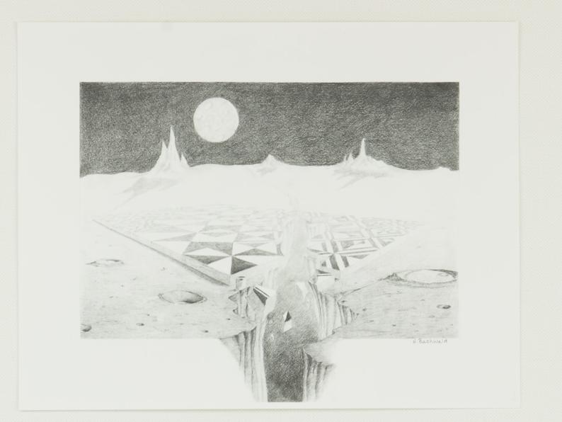 794x596 moonscape print moonscape pencil drawing nancy little art etsy - Space Pencil Drawing