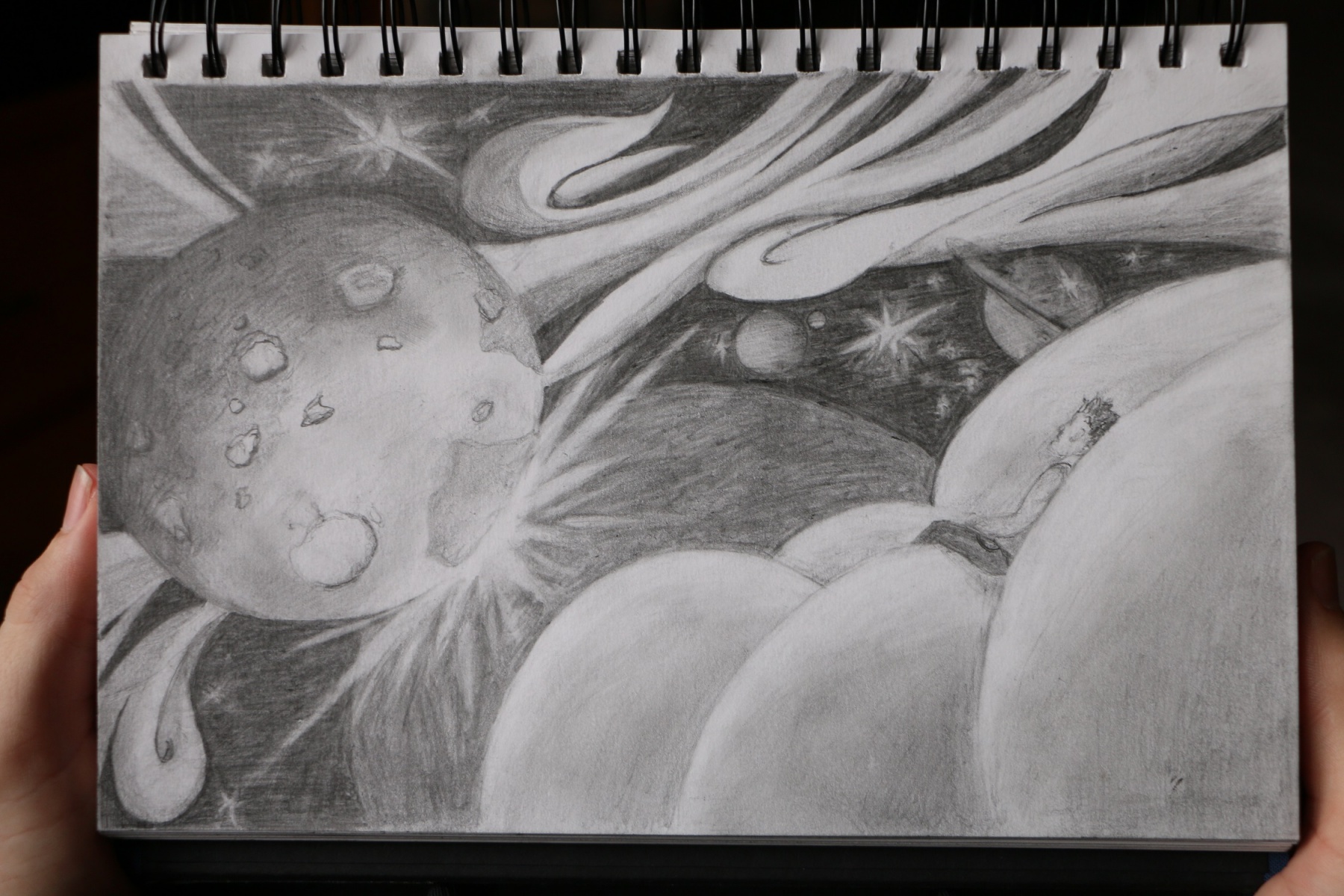 1800x1200 Outer Space Pencil Drawing Abstract Landscape Art - Space Pencil Drawing