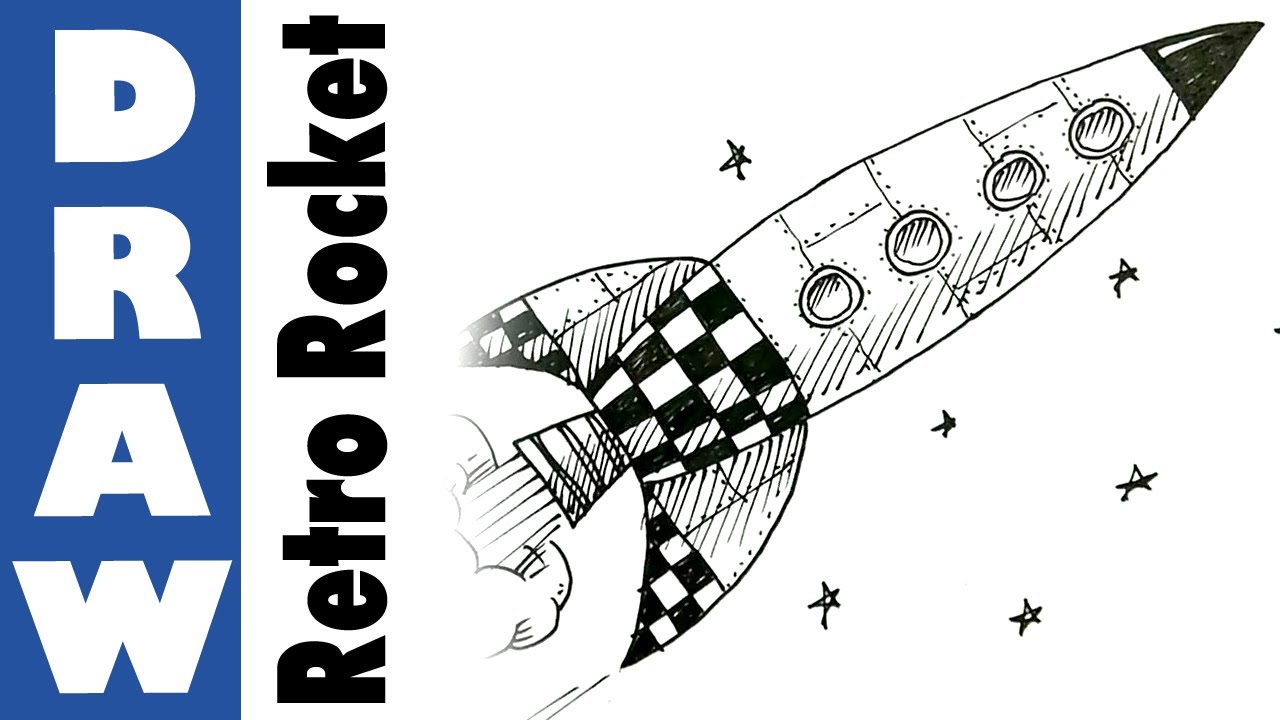 1280x720 How To Draw A Retro Space Rocket - Space Rocket Drawing