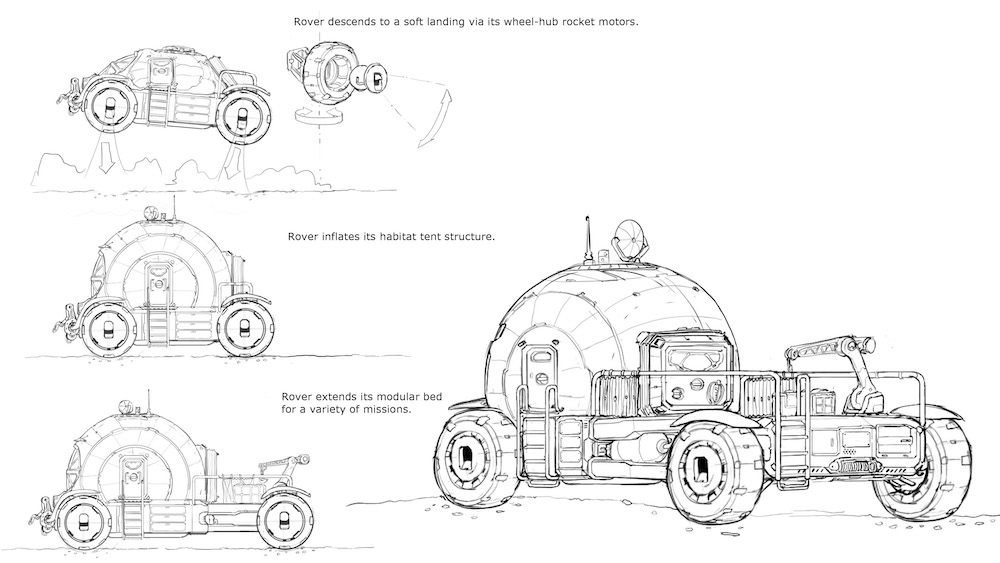 1000x563 future martian rover with hybrid retro propulsive thrusters - Space Rover Drawing
